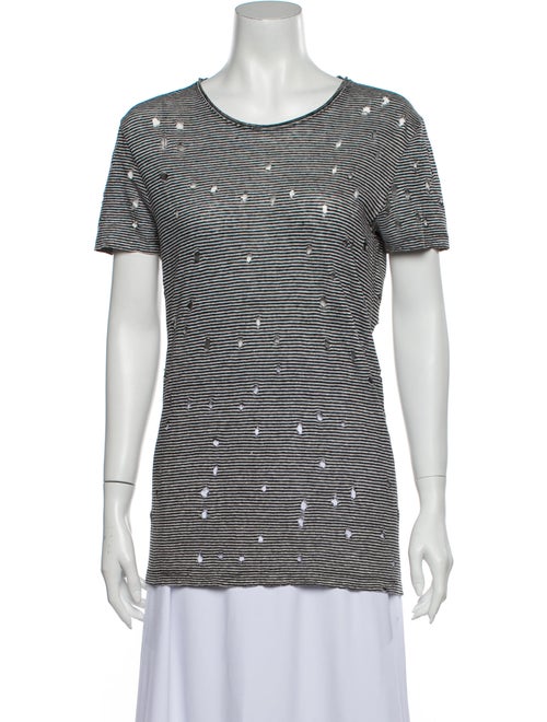 Iro Linen Striped T-Shirt Black