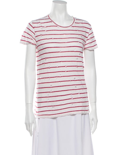 Iro Linen Striped T-Shirt Red