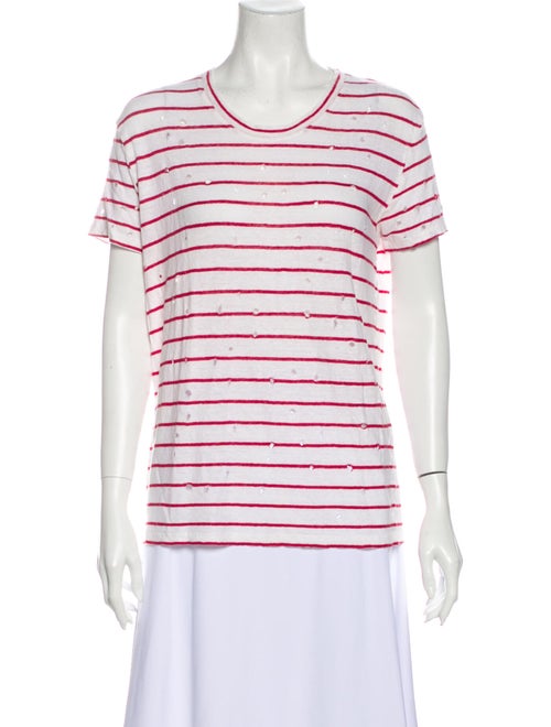 Iro Linen Striped T-Shirt Red