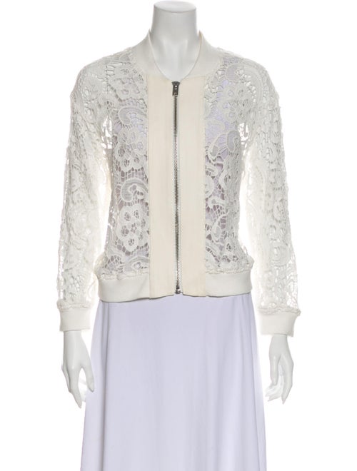 Iro Lamb Leather Lace Pattern Evening Jacket White