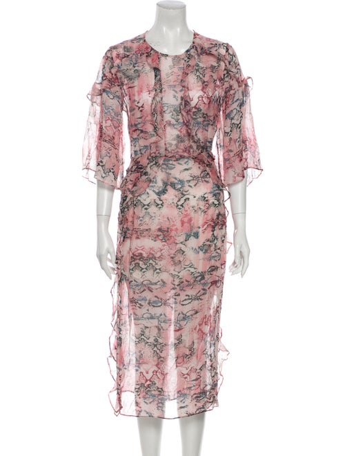 Iro Printed Midi Length Dress Pink