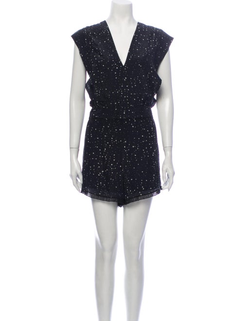 Iro Silk Printed Romper Black