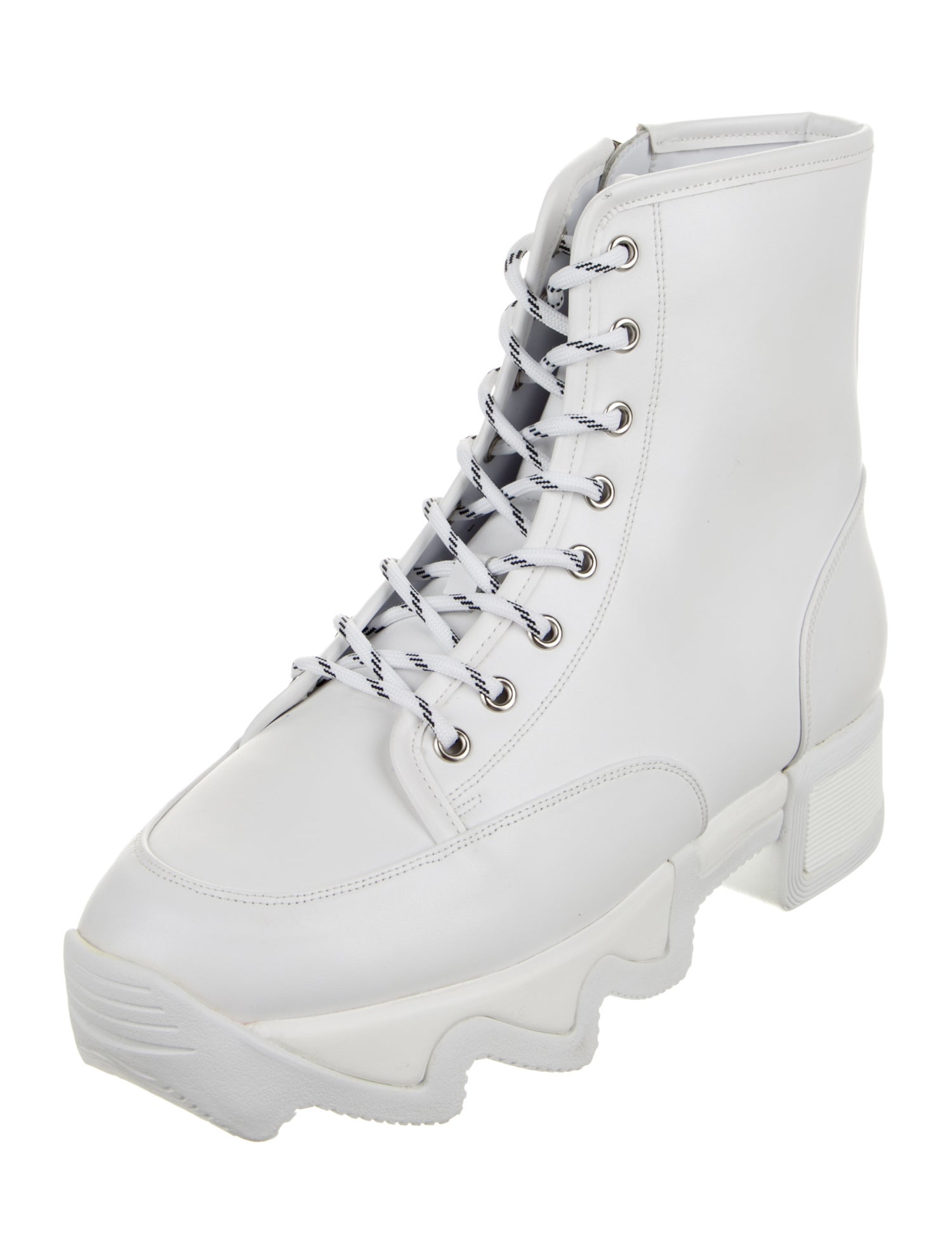 iRi Leather Colorblock Pattern Combat Boots