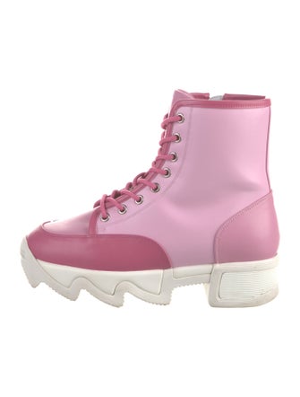 iRi Leather Colorblock Pattern Combat Boots