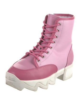 iRi Leather Colorblock Pattern Combat Boots