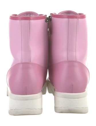 iRi Leather Colorblock Pattern Combat Boots