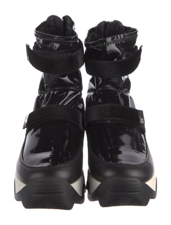 iRi Patent Leather Colorblock Pattern Lace-Up Boots