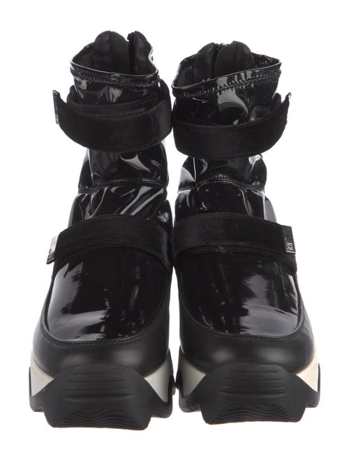 iRi Patent Leather Colorblock Pattern Lace-Up Boots