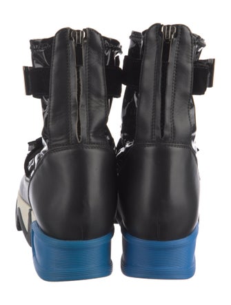 iRi Patent Leather Colorblock Pattern Lace-Up Boots