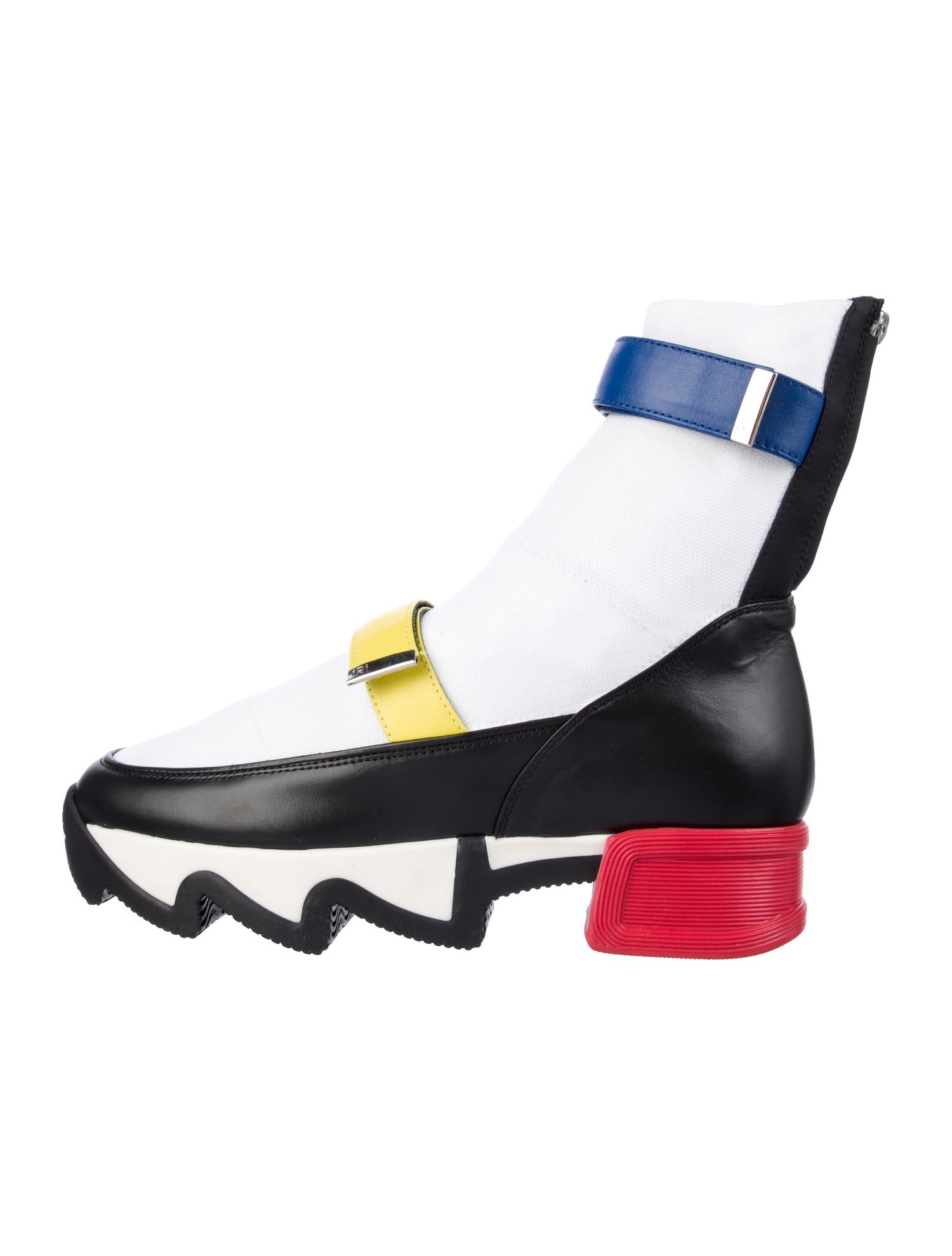 iRi Colorblock Pattern Leather Trim Embellishment Sock Sneakers