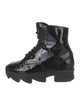 iRi Patent Leather Colorblock Pattern Combat Boots