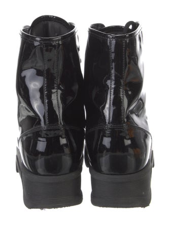 iRi Patent Leather Colorblock Pattern Combat Boots