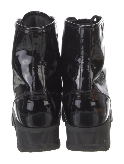 iRi Patent Leather Colorblock Pattern Combat Boots