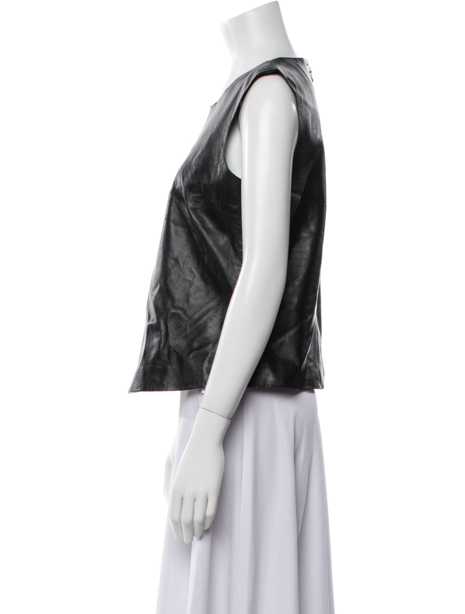 Iris & Ink Leather Scoop Neck Top