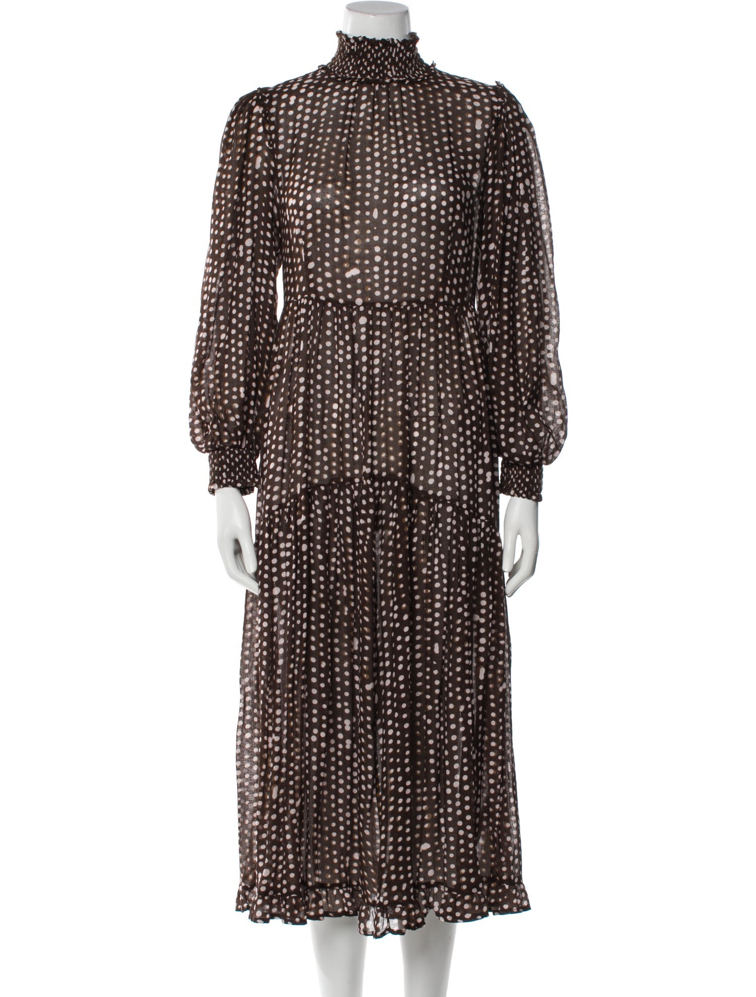 Iris & Ink Polka Dot Print Long Dress