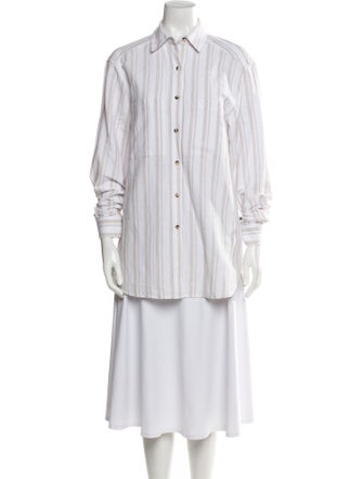 Iris von Arnim Striped Long Sleeve Button-Up Top