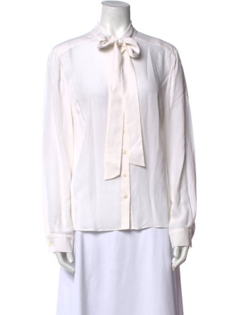Iris von Arnim Silk Tie Neck Button-Up Top
