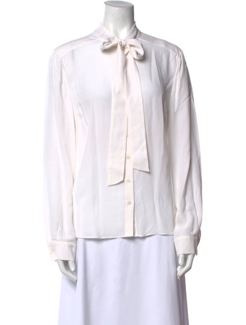 Iris von Arnim Silk Tie Neck Button-Up Top