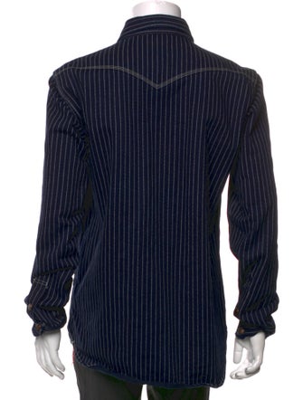 Iron Heart Striped Long Sleeve Denim Shirt