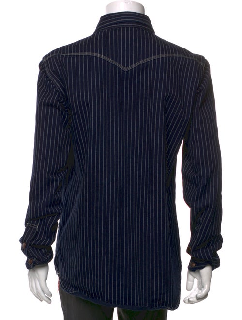 Iron Heart Striped Long Sleeve Denim Shirt