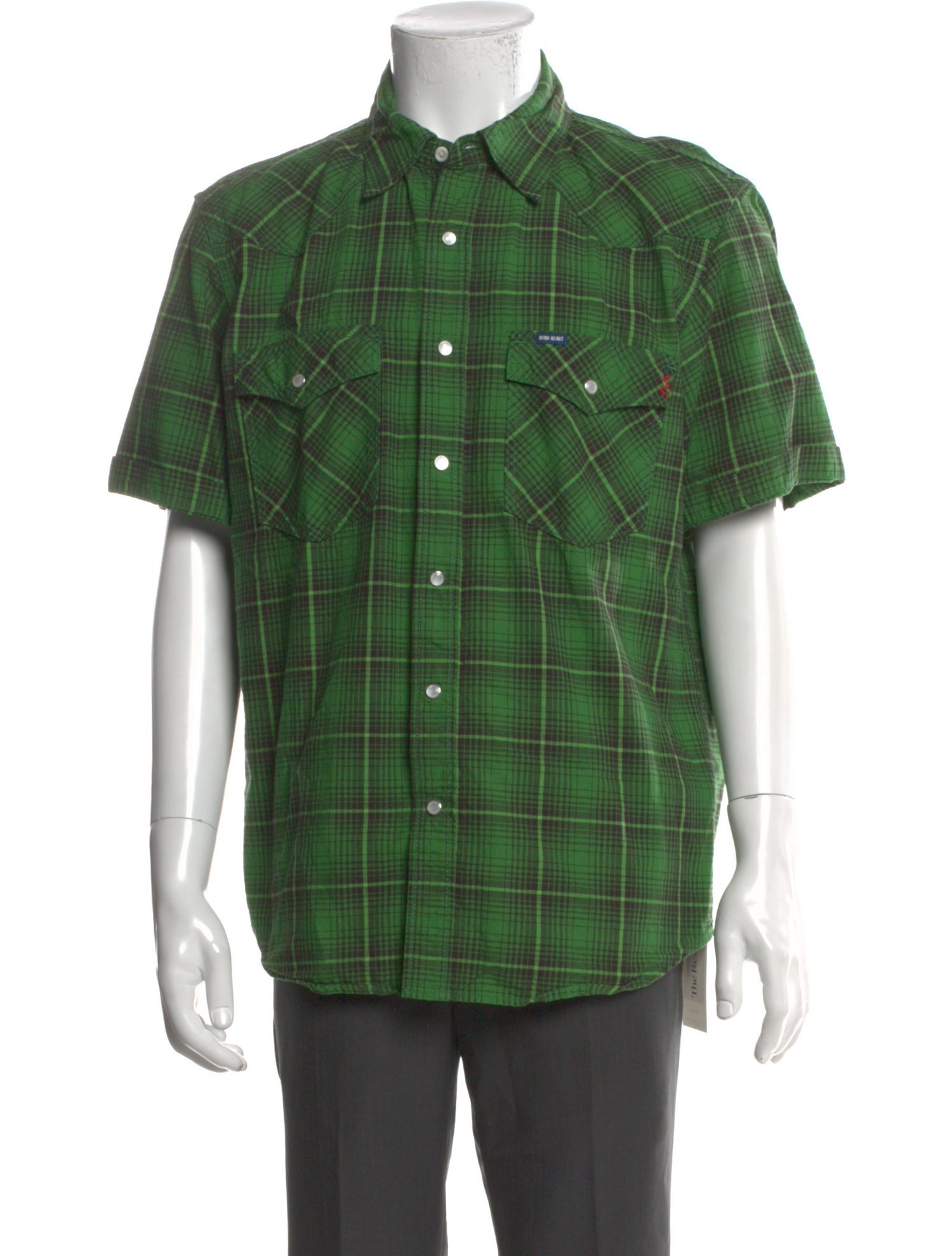 Iron Heart Plaid Print Short Sleeve Shirt