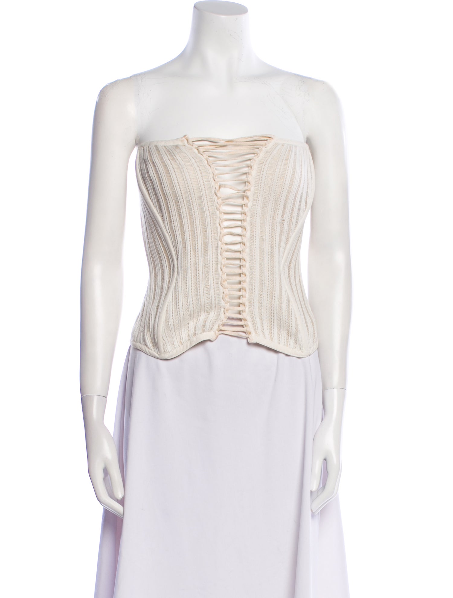 Isa Boulder Striped Strapless Crop Top