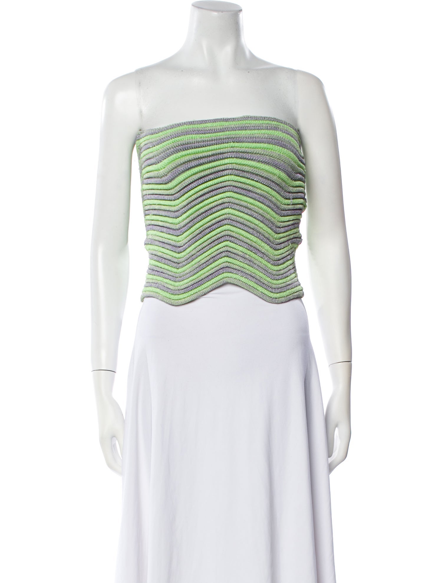 Isa Boulder Striped Strapless Crop Top