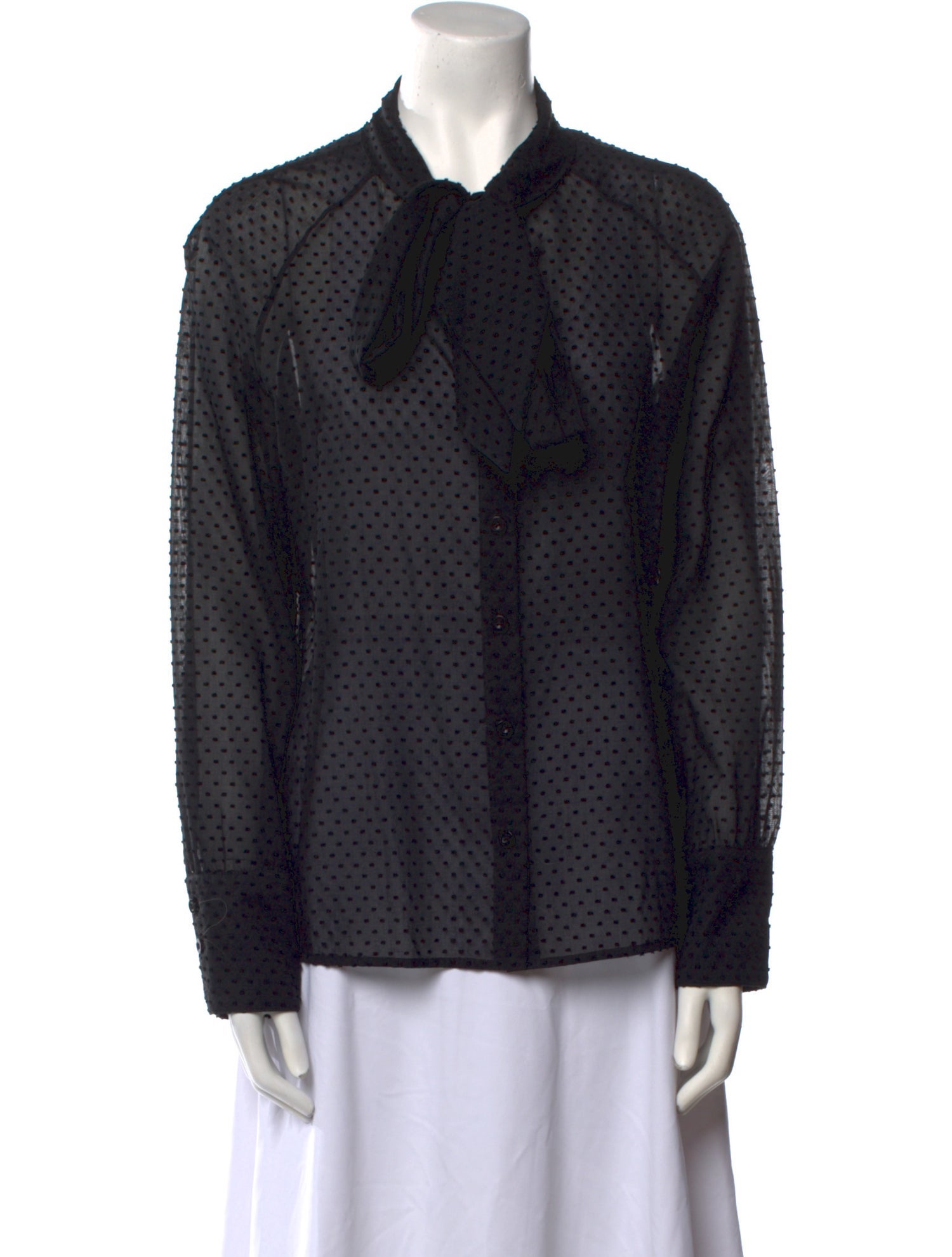 ISOUDE Polka Dot Print Long Sleeve Button-Up Top