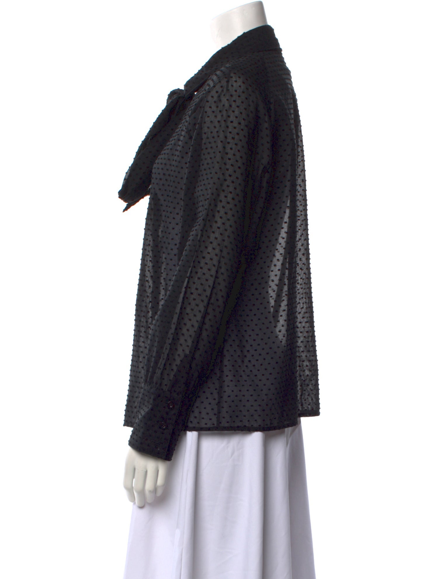 ISOUDE Polka Dot Print Long Sleeve Button-Up Top