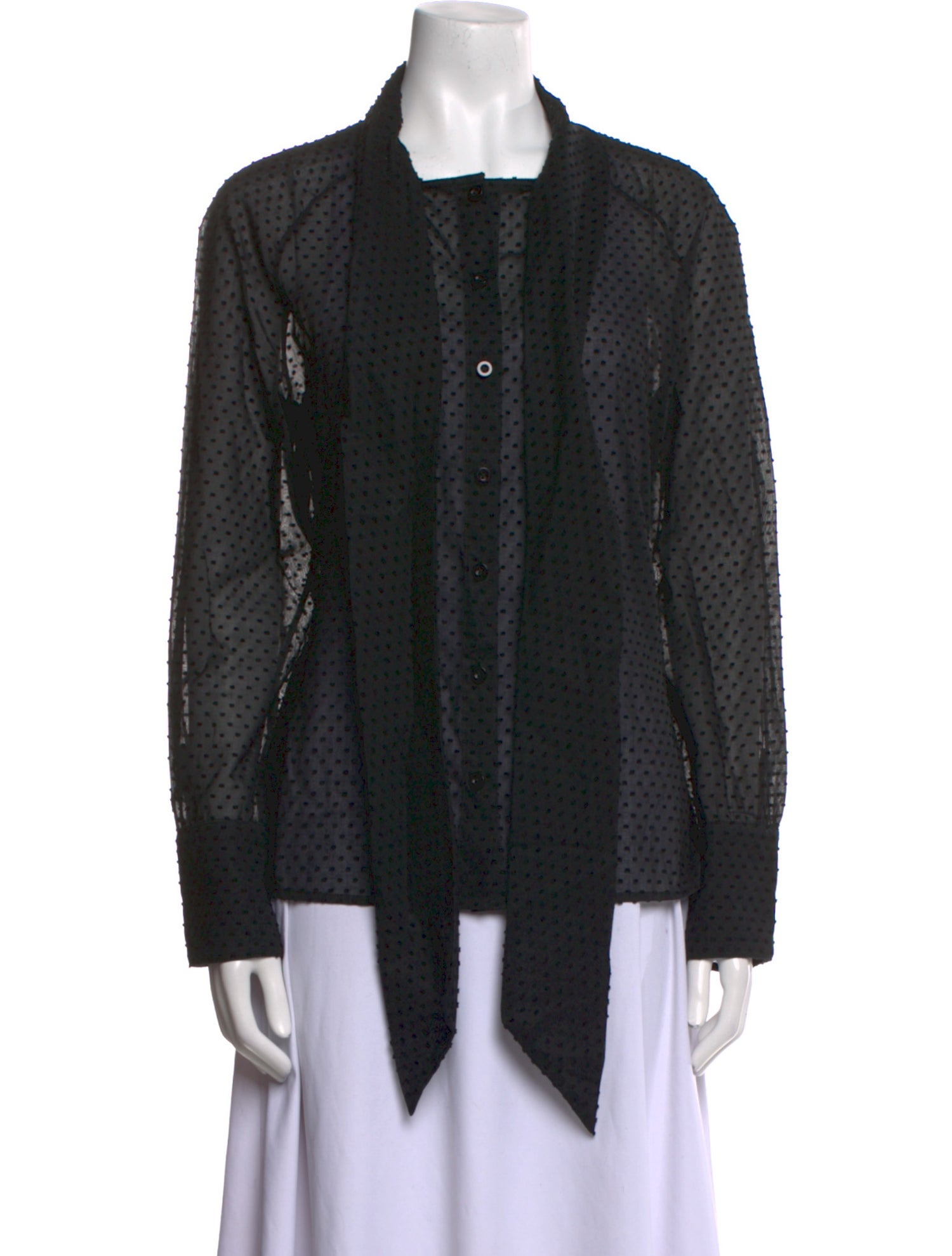 ISOUDE Polka Dot Print Square Neckline Button-Up Top