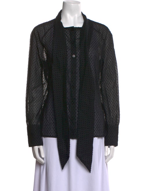 ISOUDE Polka Dot Print Square Neckline Button-Up Top