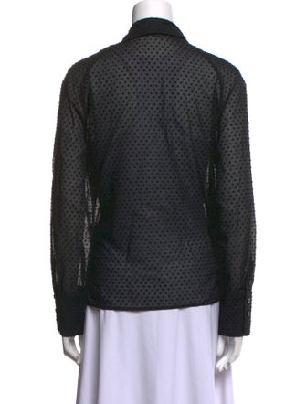 ISOUDE Polka Dot Print Square Neckline Button-Up Top