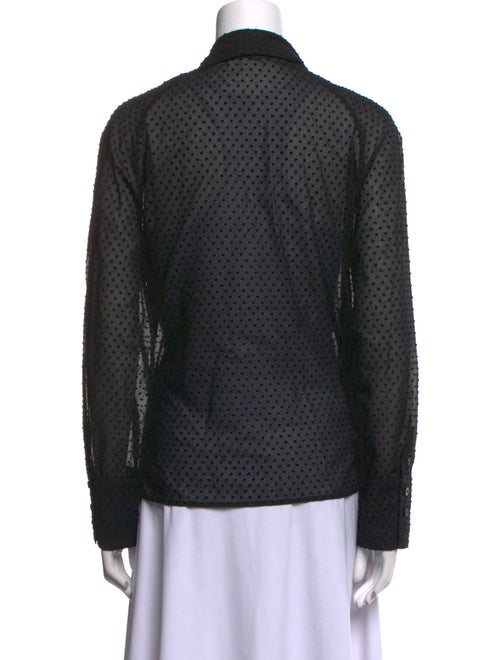 ISOUDE Polka Dot Print Square Neckline Button-Up Top