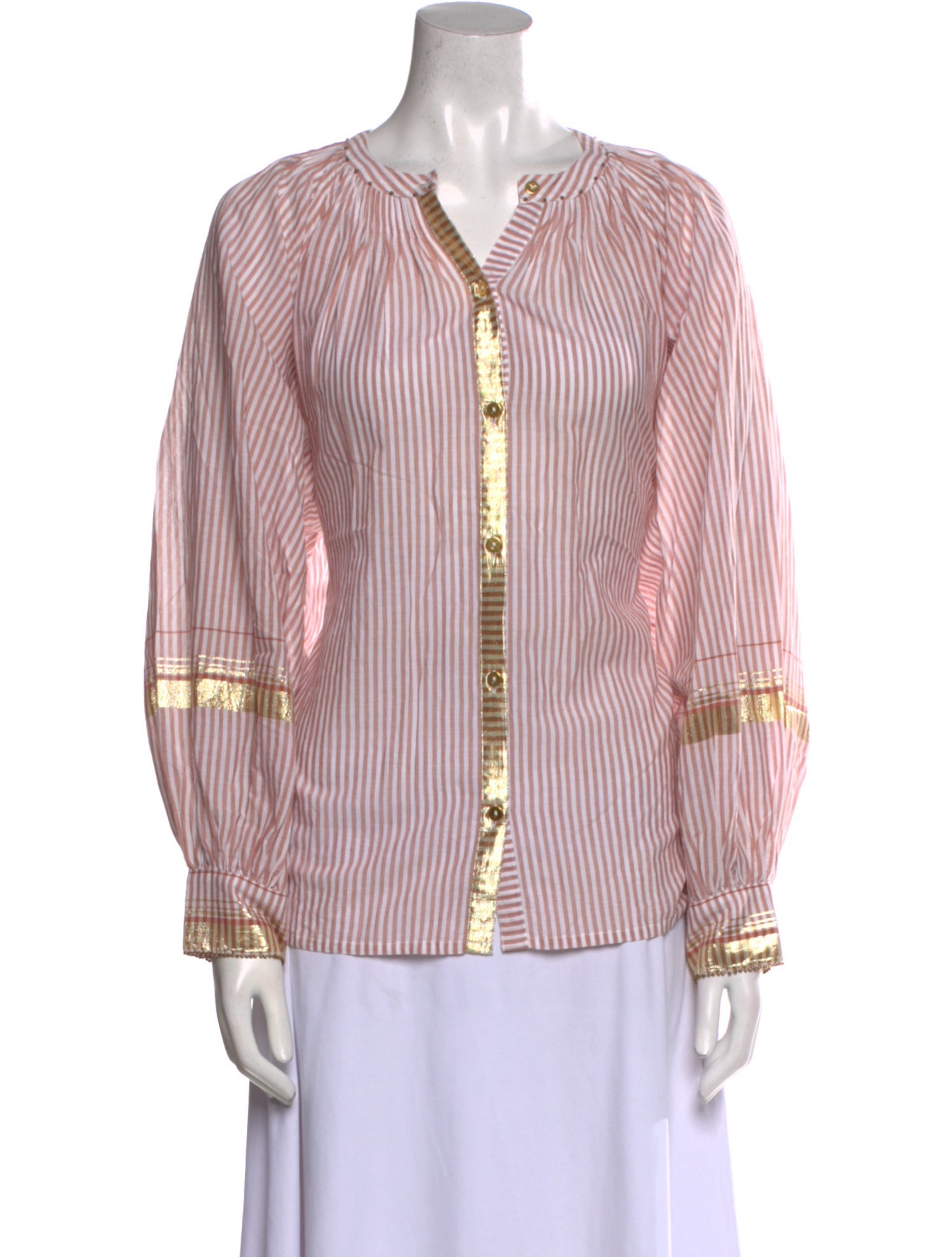 Ilio Smeraldo Striped V-Neck Blouse w/ Tags