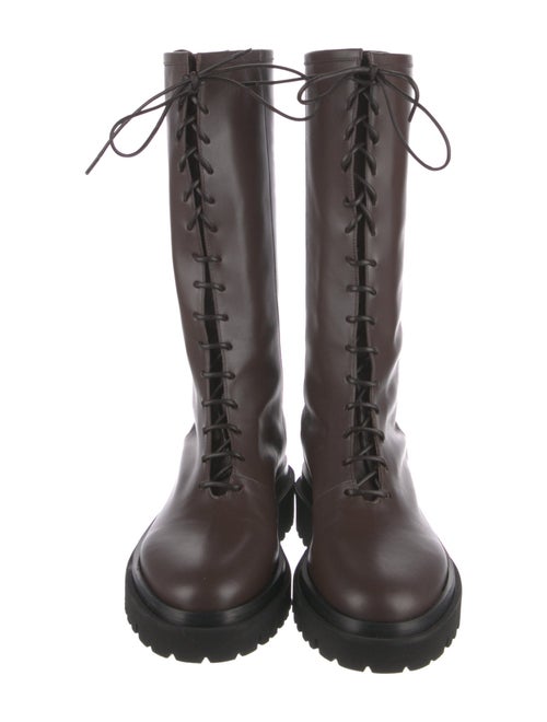 Ilio Smeraldo Leather Colorblock Pattern Combat Boots