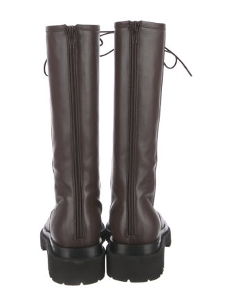 Ilio Smeraldo Leather Colorblock Pattern Combat Boots