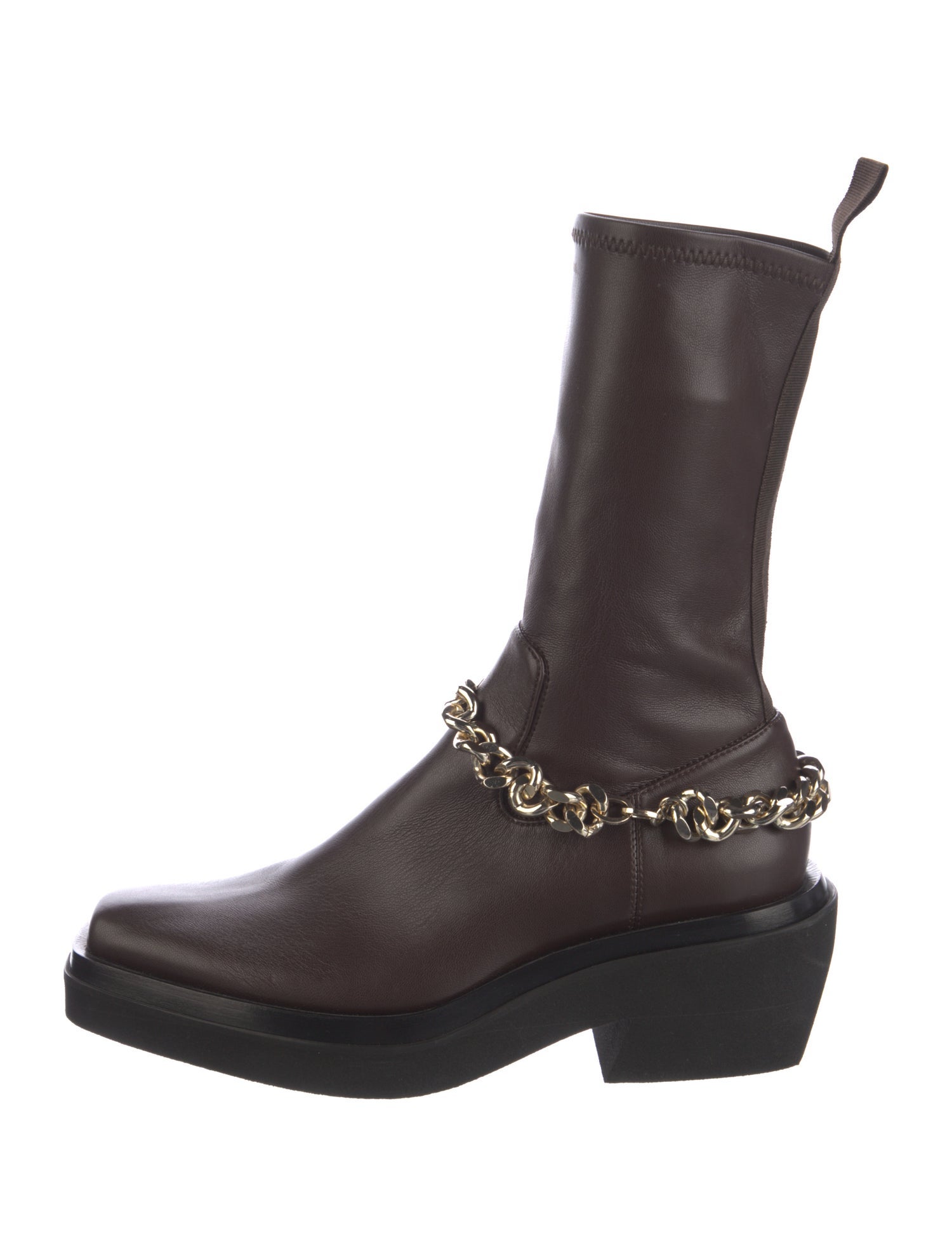 Ilio Smeraldo Leather Chain-Link Accents Moto Boots