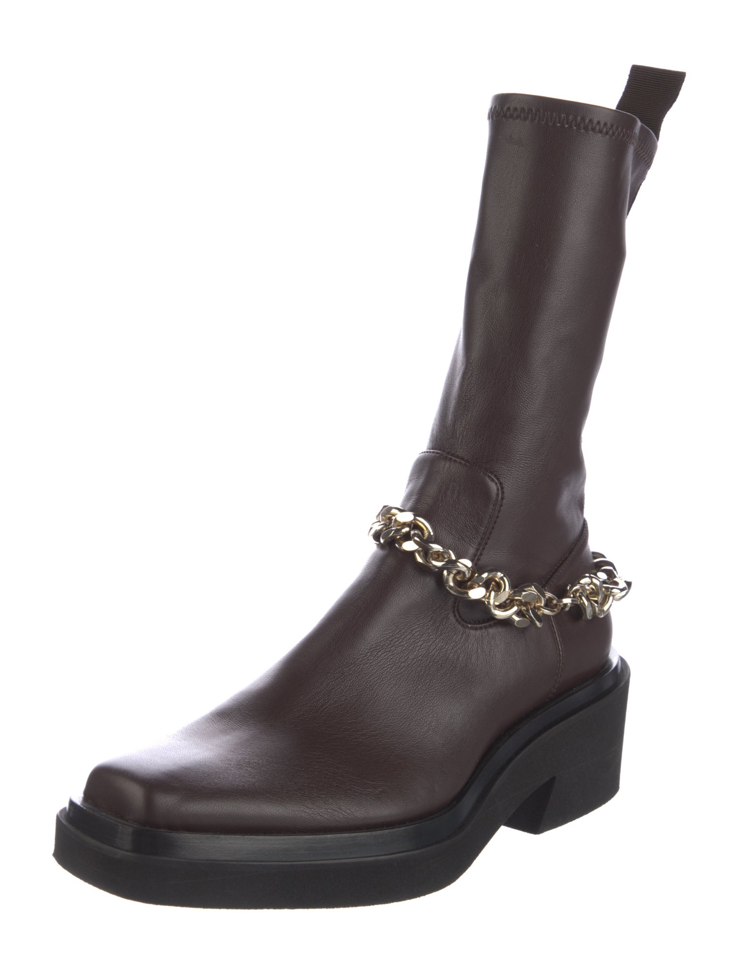 Ilio Smeraldo Leather Chain-Link Accents Moto Boots