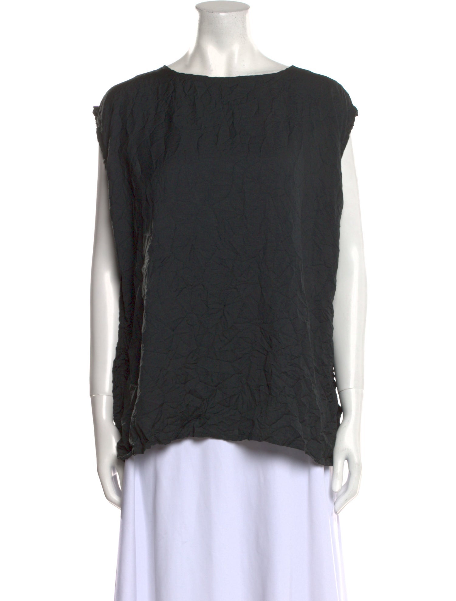 Issey Miyake Me Bateau Neckline Sleeveless Top
