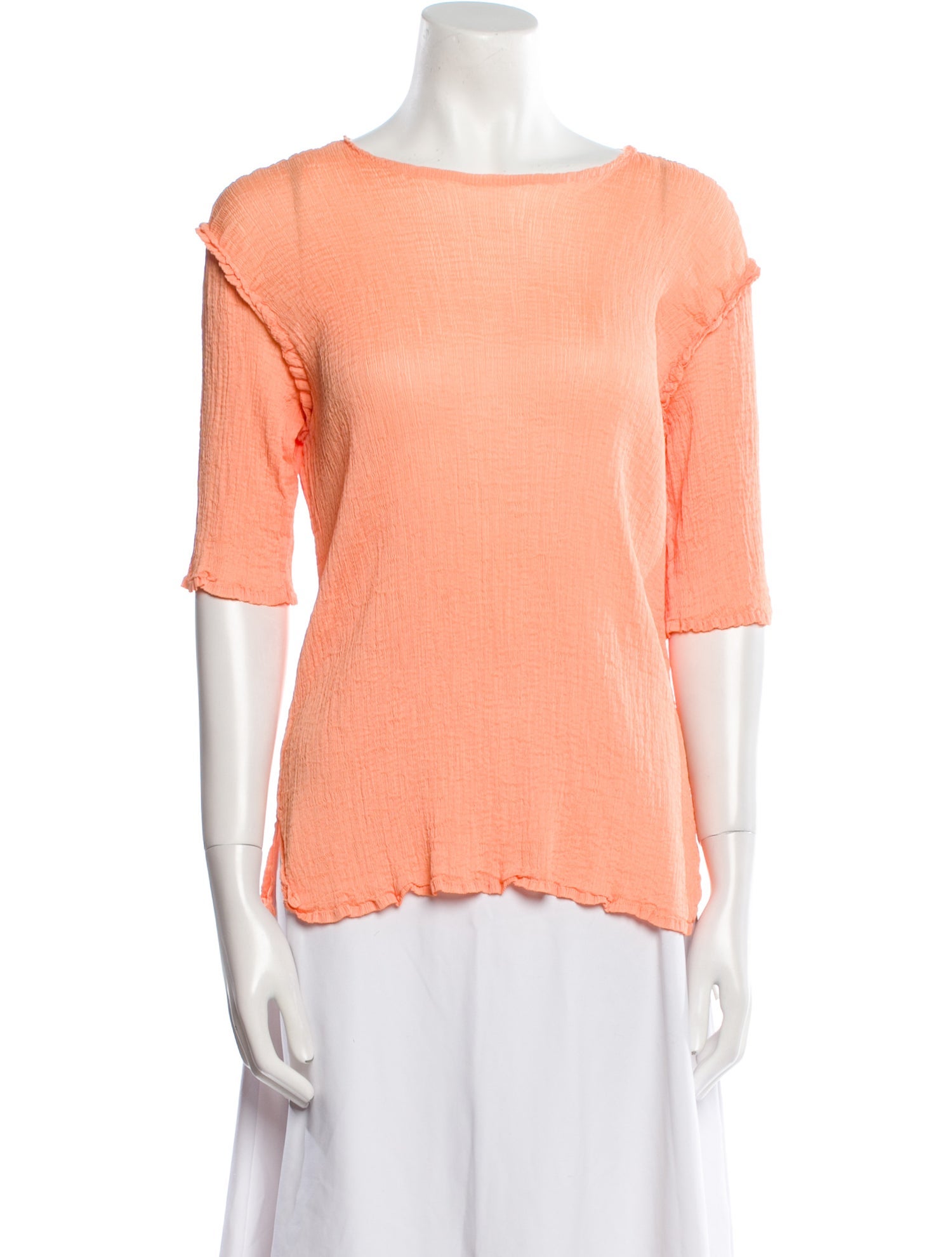 Issey Miyake Me Bateau Neckline Short Sleeve Top