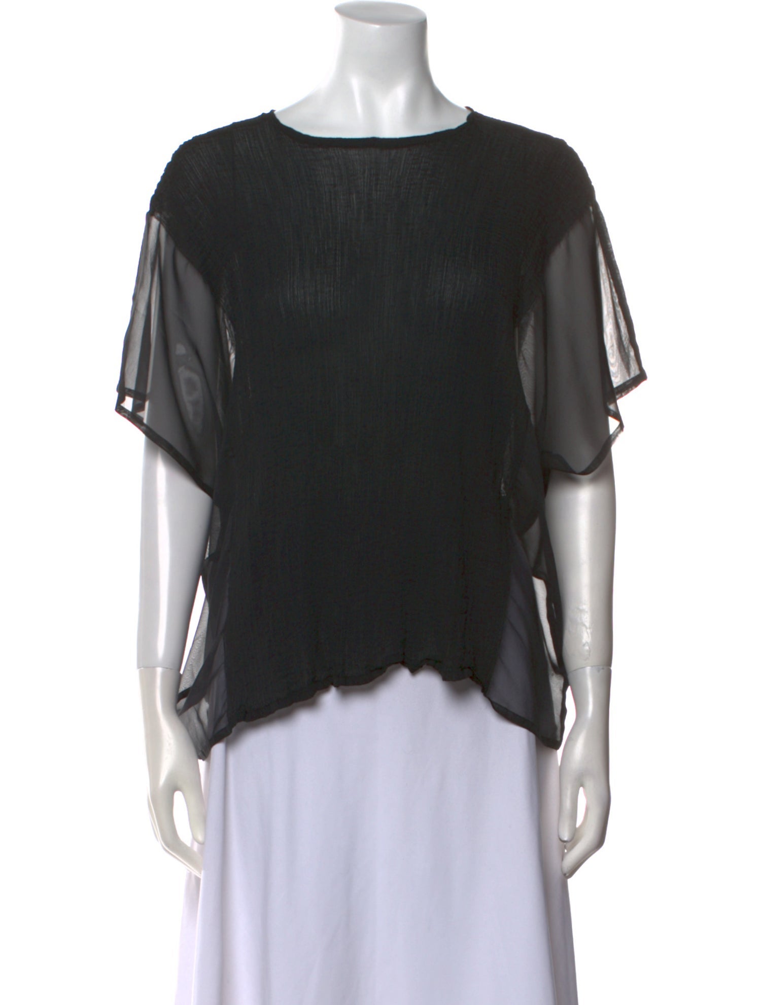 Issey Miyake Me Bateau Neckline Short Sleeve Blouse