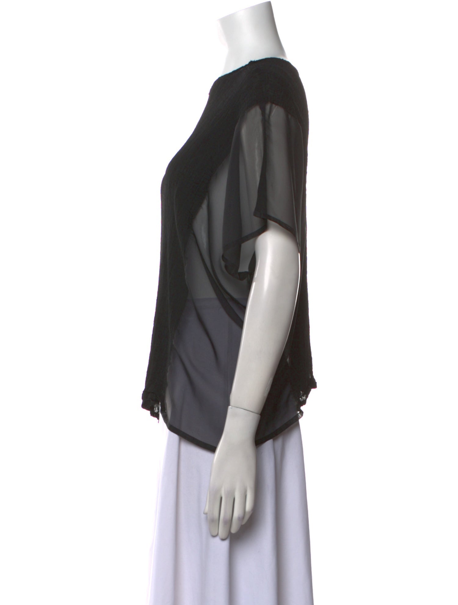 Issey Miyake Me Bateau Neckline Short Sleeve Blouse