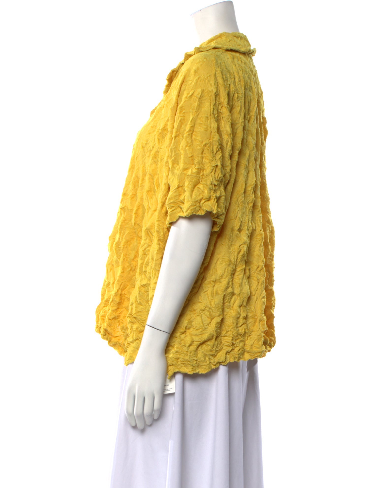 Issey Miyake Me Short Sleeve Button-Up Top