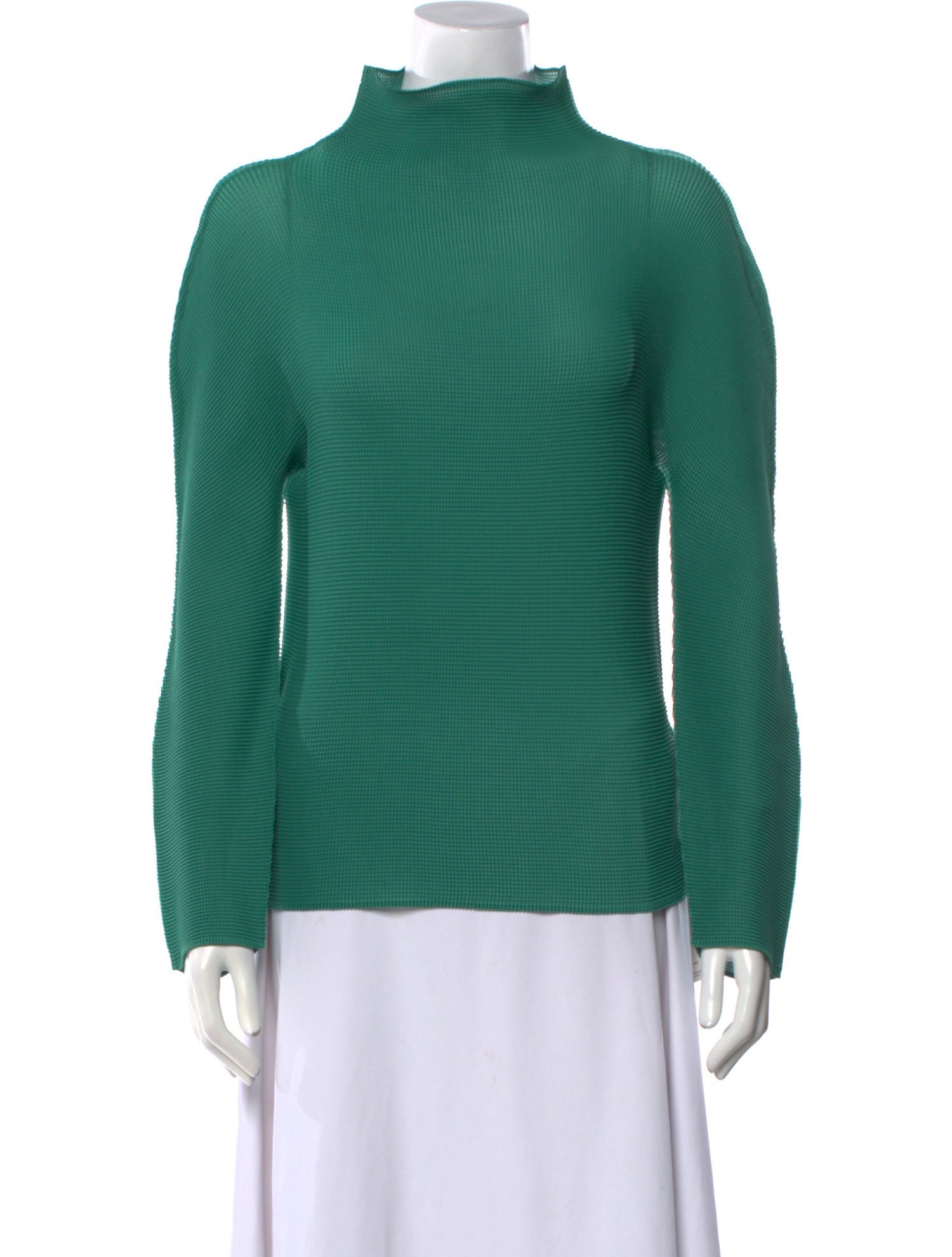 Issey Miyake Me Mock Neck Long Sleeve Blouse