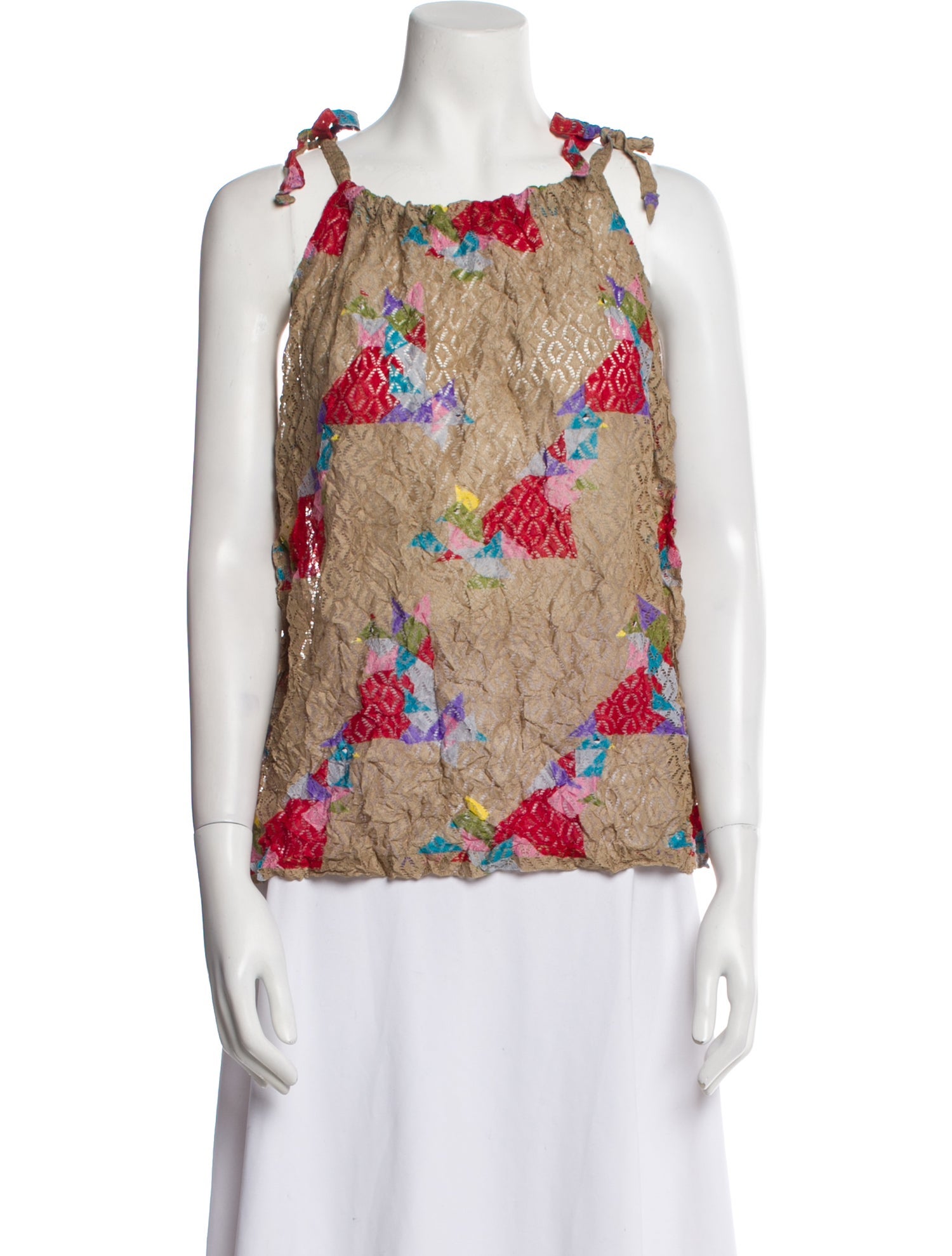 Issey Miyake Me Floral Print Cowl Neck Blouse