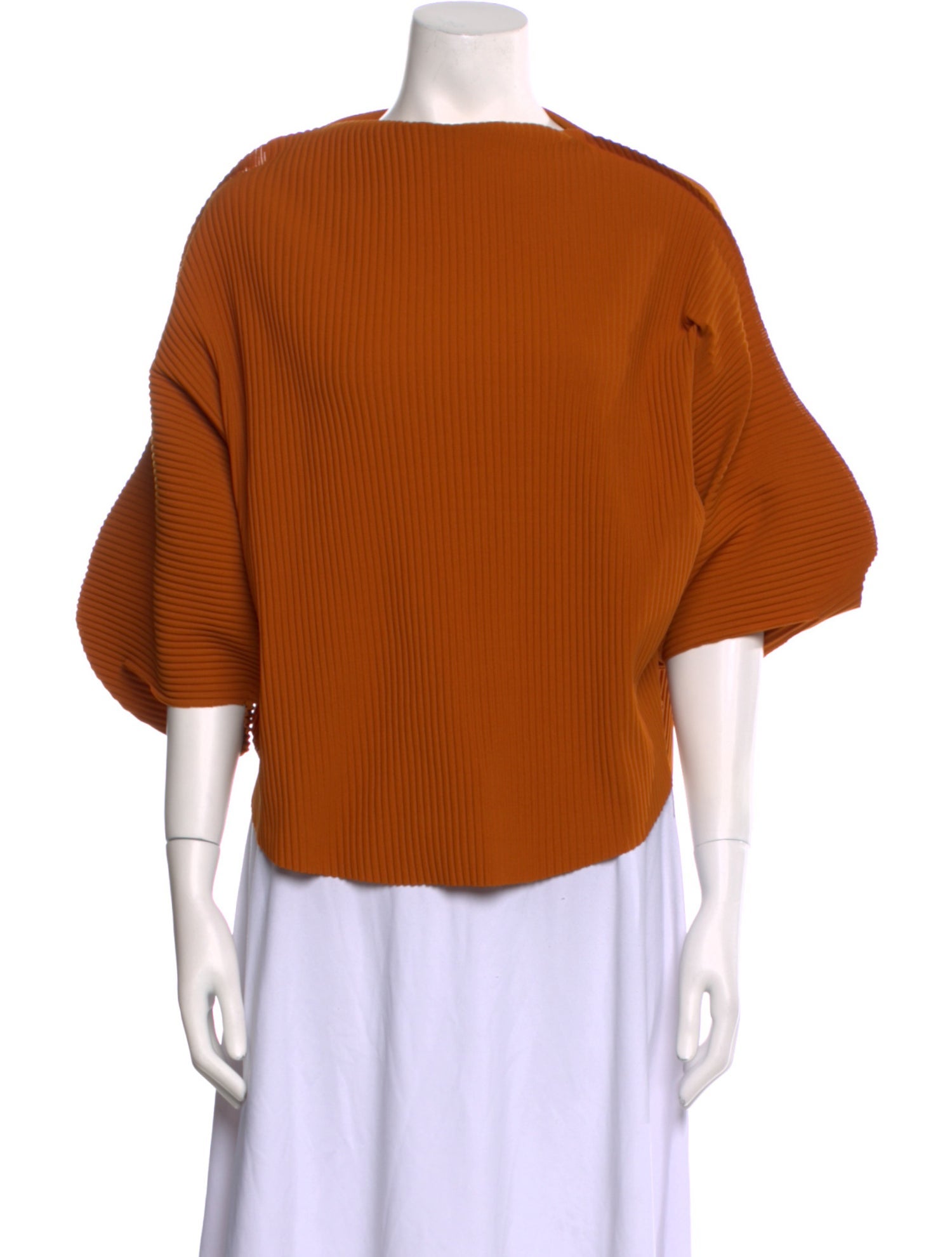 Issey Miyake Me Bateau Neckline Three-Quarter Sleeve Blouse