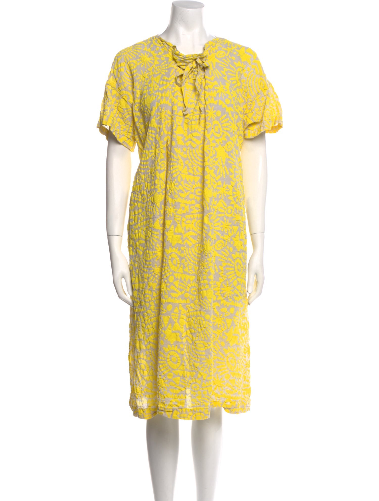 Issey Miyake Me Floral Print Knee-Length Dress