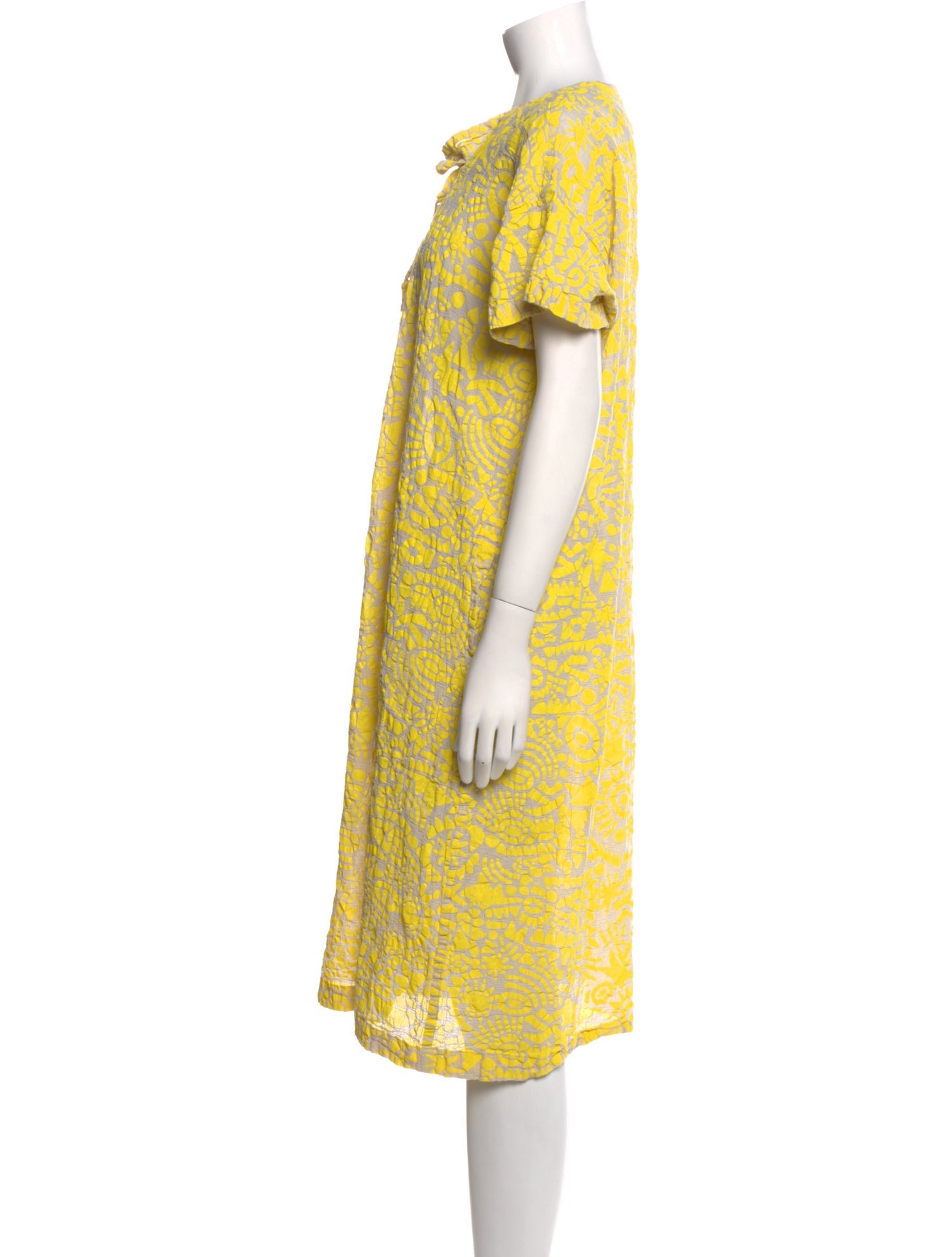 Issey Miyake Me Floral Print Knee-Length Dress