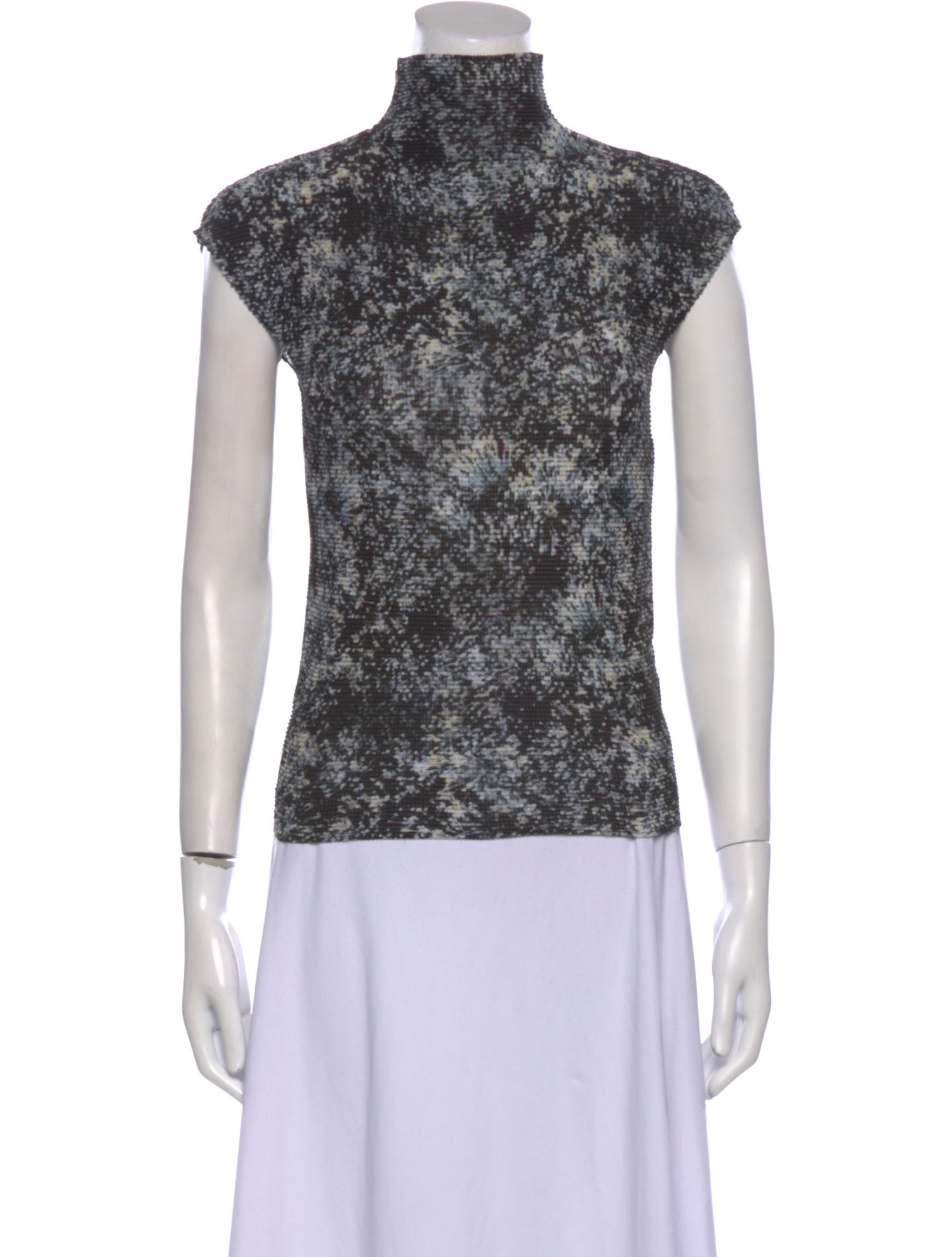 Issey Miyake Me Printed Turtleneck Top