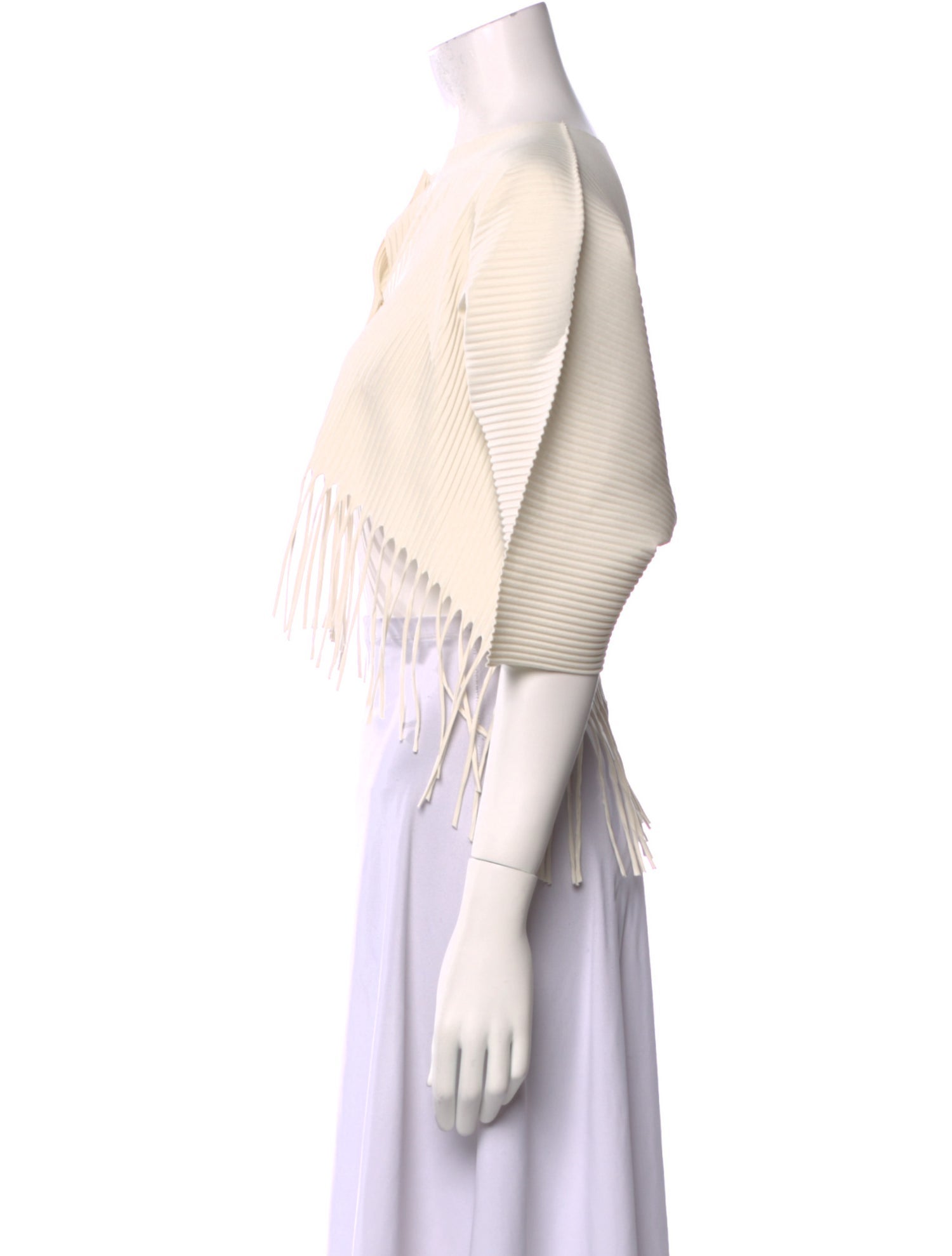 Issey Miyake Me Scoop Neck Three-Quarter Sleeve Crop Top